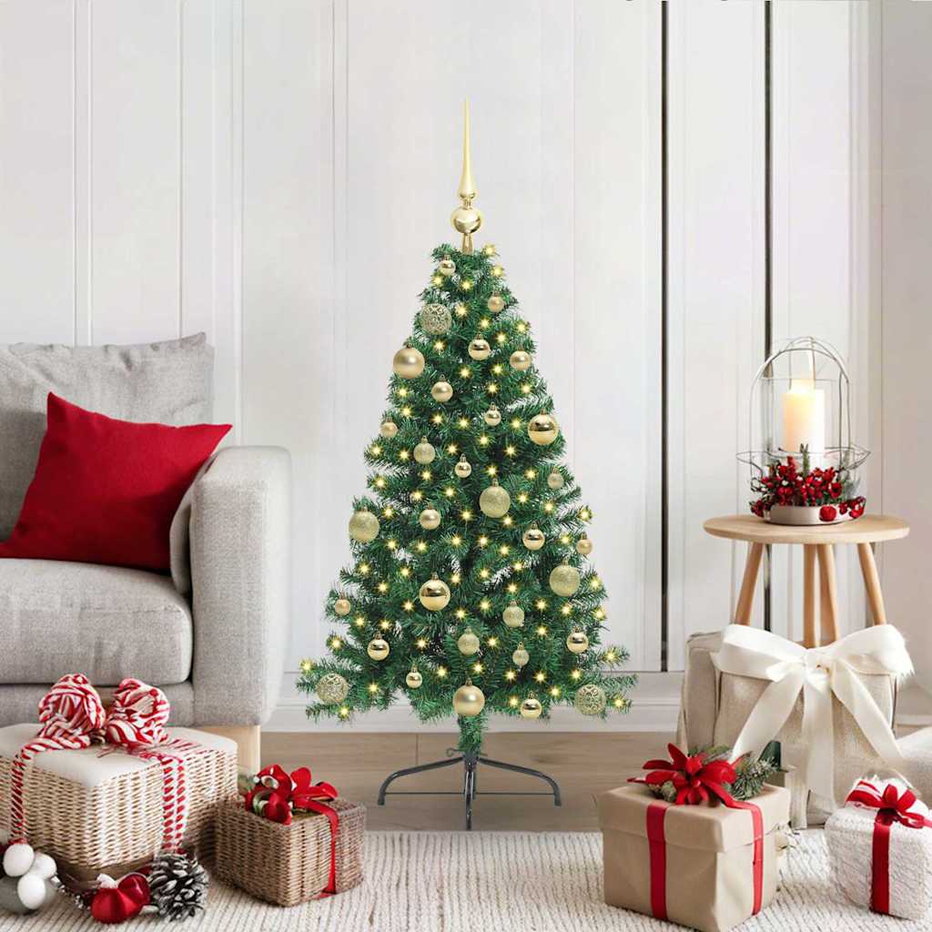 Kunstig Forbelyst Juletræ med 150 LED'er Grøn 120 cm PVC
