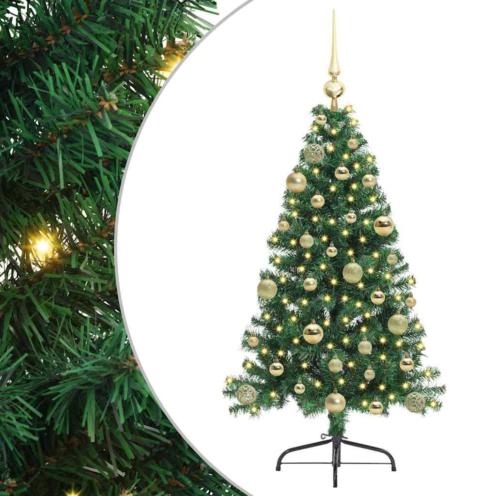 Kunstig Forbelyst Juletræ med 150 LED'er Grøn 120 cm PVC