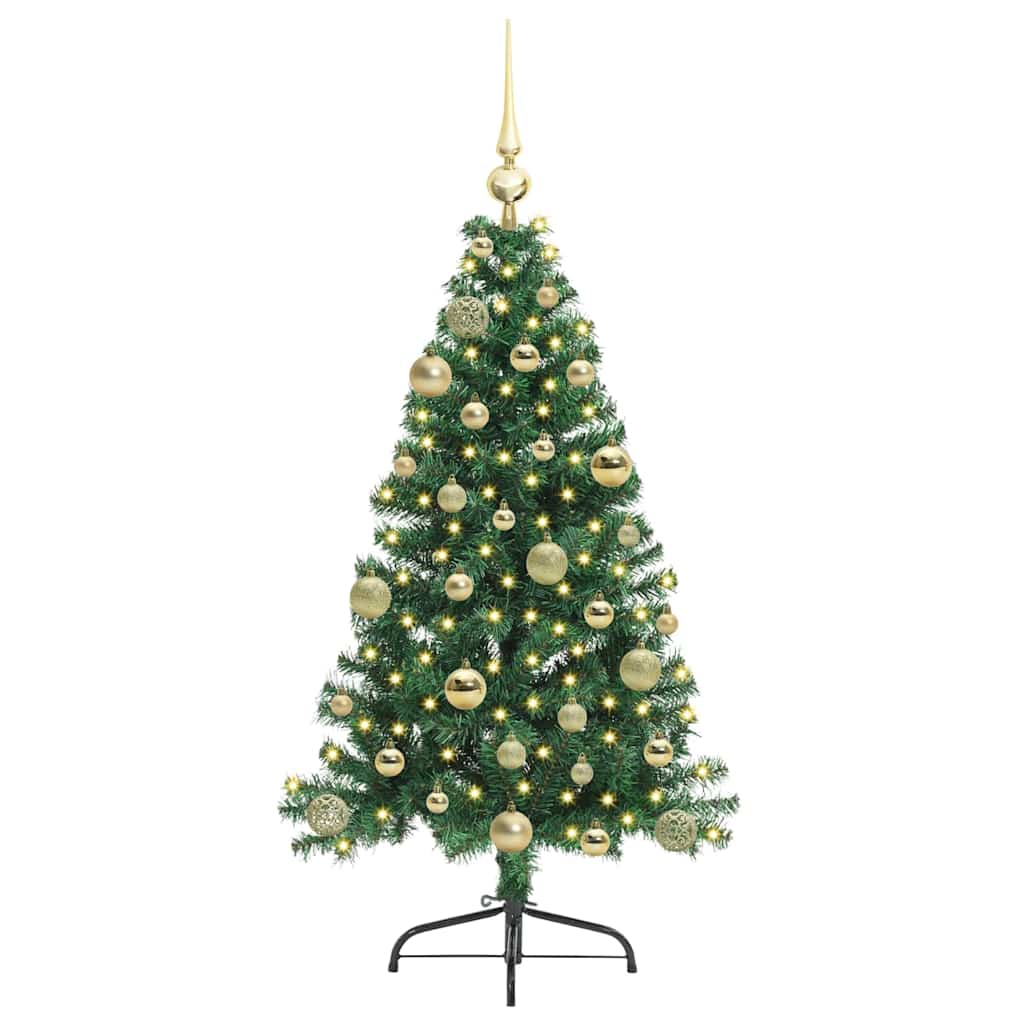 Kunstig Forbelyst Juletræ med 150 LED'er Grøn 120 cm PVC