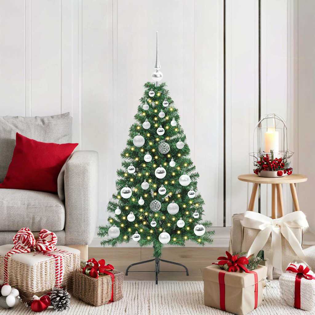 Kunstig Forbelyst Juletræ med 150 LED'er Grøn 120 cm PVC