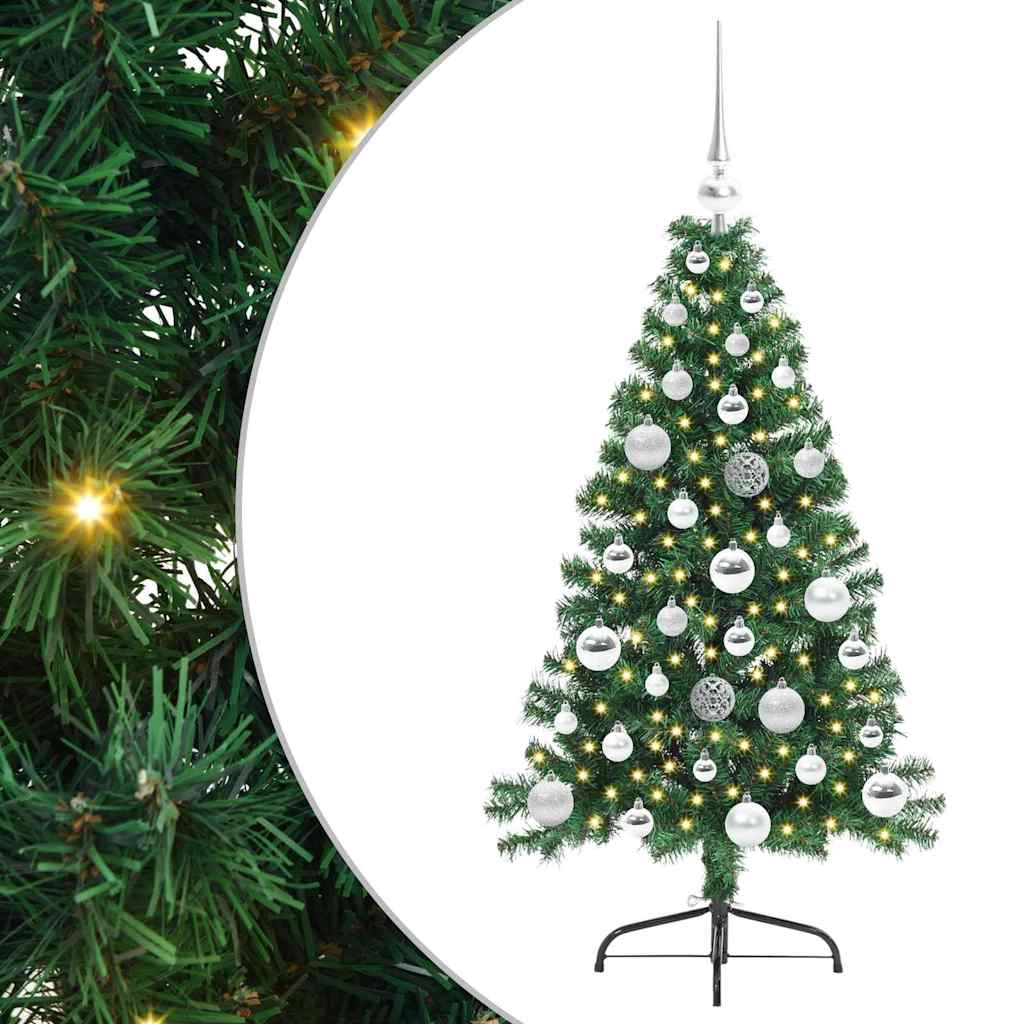 Kunstig Forbelyst Juletræ med 150 LED'er Grøn 120 cm PVC