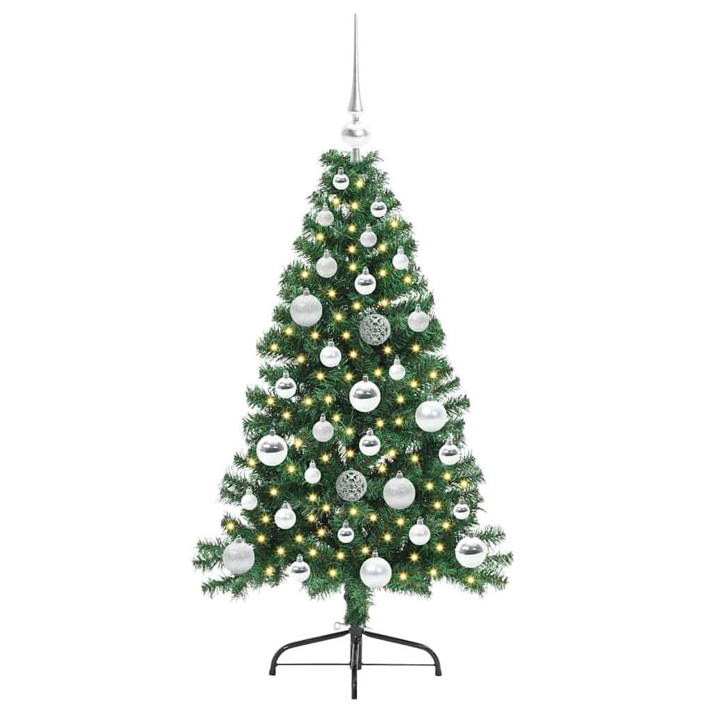Kunstig Forbelyst Juletræ med 150 LED'er Grøn 120 cm PVC