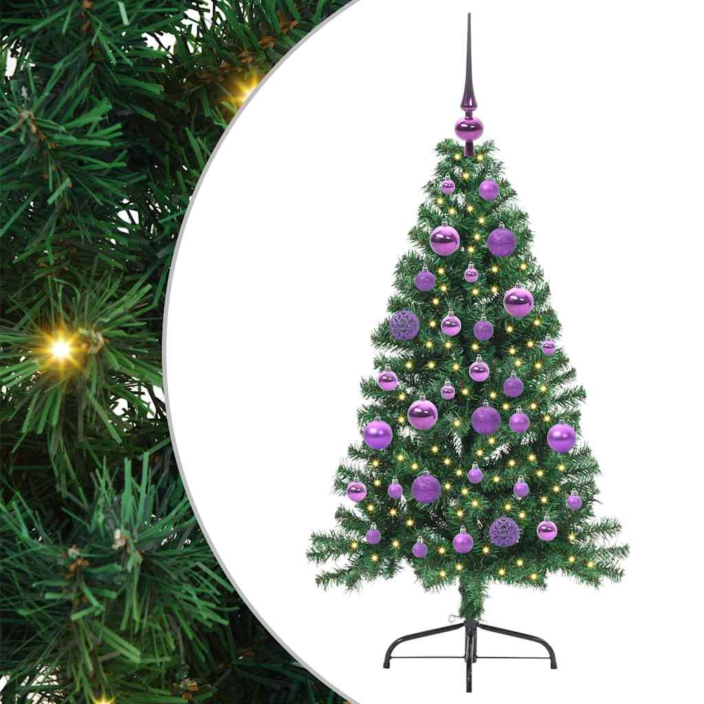 Kunstig Forbelyst Juletræ med 150 LED'er Grøn 120 cm PVC