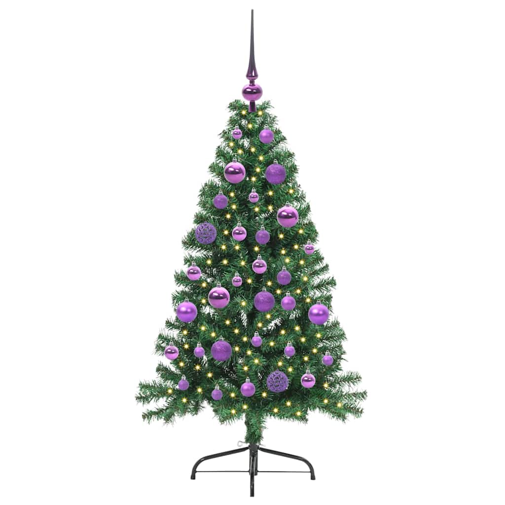 Kunstig Forbelyst Juletræ med 150 LED'er Grøn 120 cm PVC