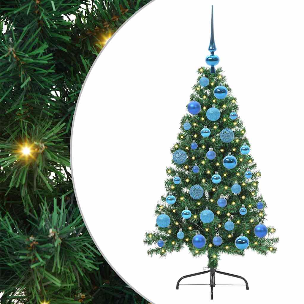 Kunstig Forbelyst Juletræ med 150 LED'er Grøn 120 cm PVC