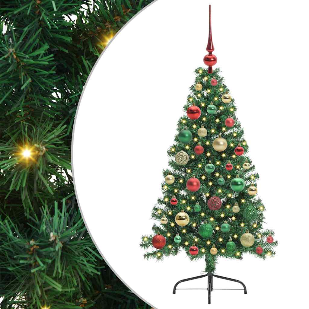 Kunstig Forbelyst Juletræ med 150 LED'er Grøn 120 cm PVC