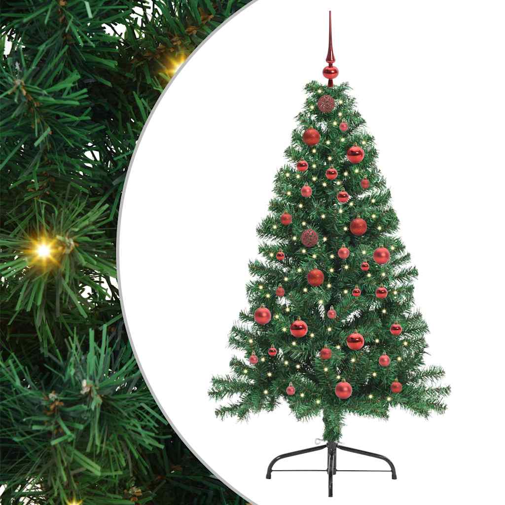 Kunstig Forbelyst Juletræ med 150 LED'er Grøn 150 cm PVC