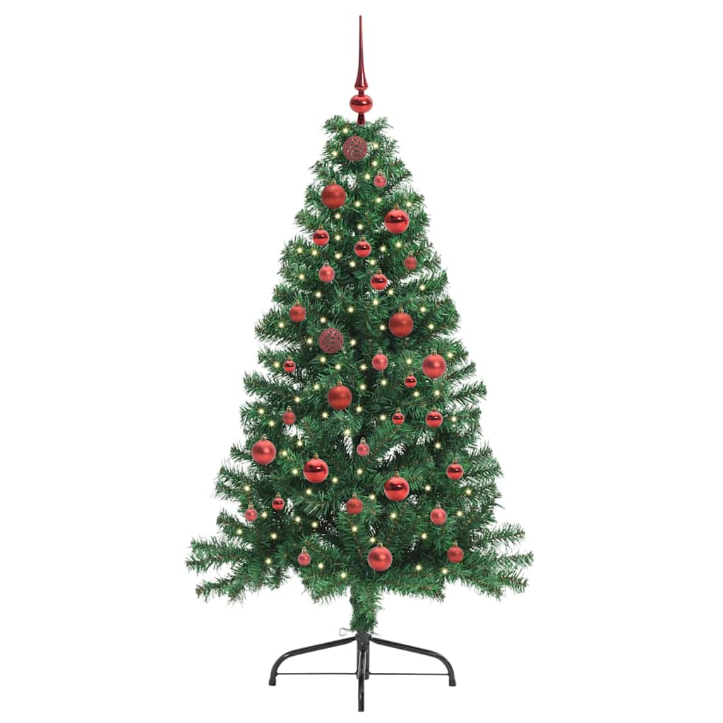 Kunstig Forbelyst Juletræ med 150 LED'er Grøn 150 cm PVC