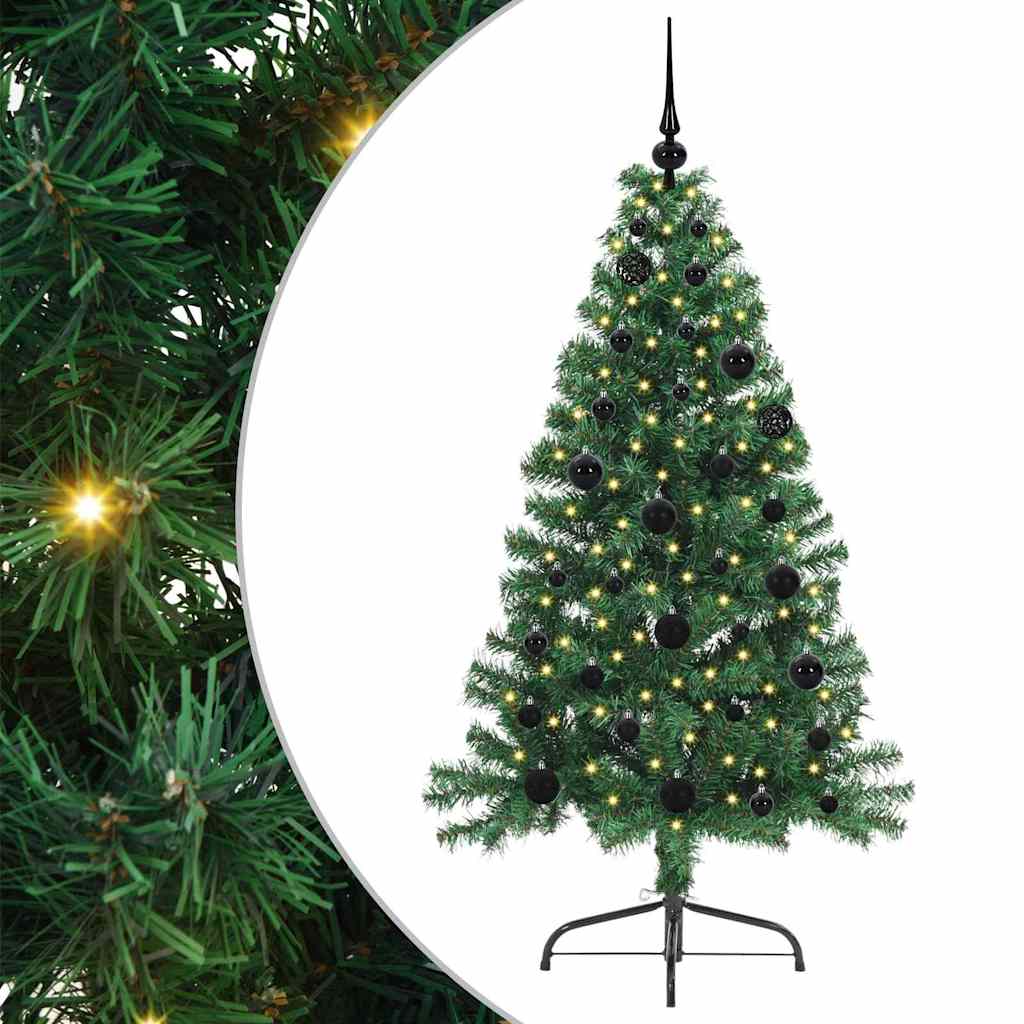 Kunstig Forbelyst Juletræ med 150 LED'er Grøn 150 cm PVC