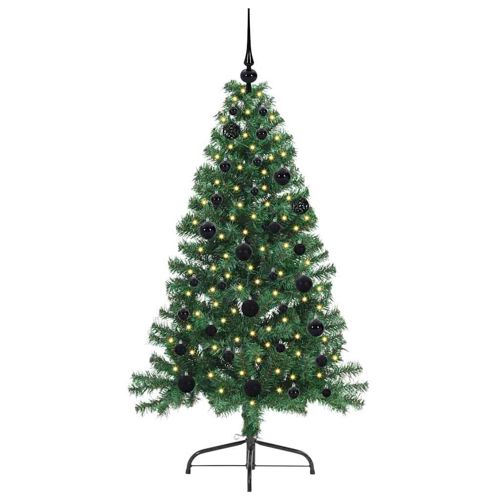 Kunstig Forbelyst Juletræ med 150 LED'er Grøn 150 cm PVC