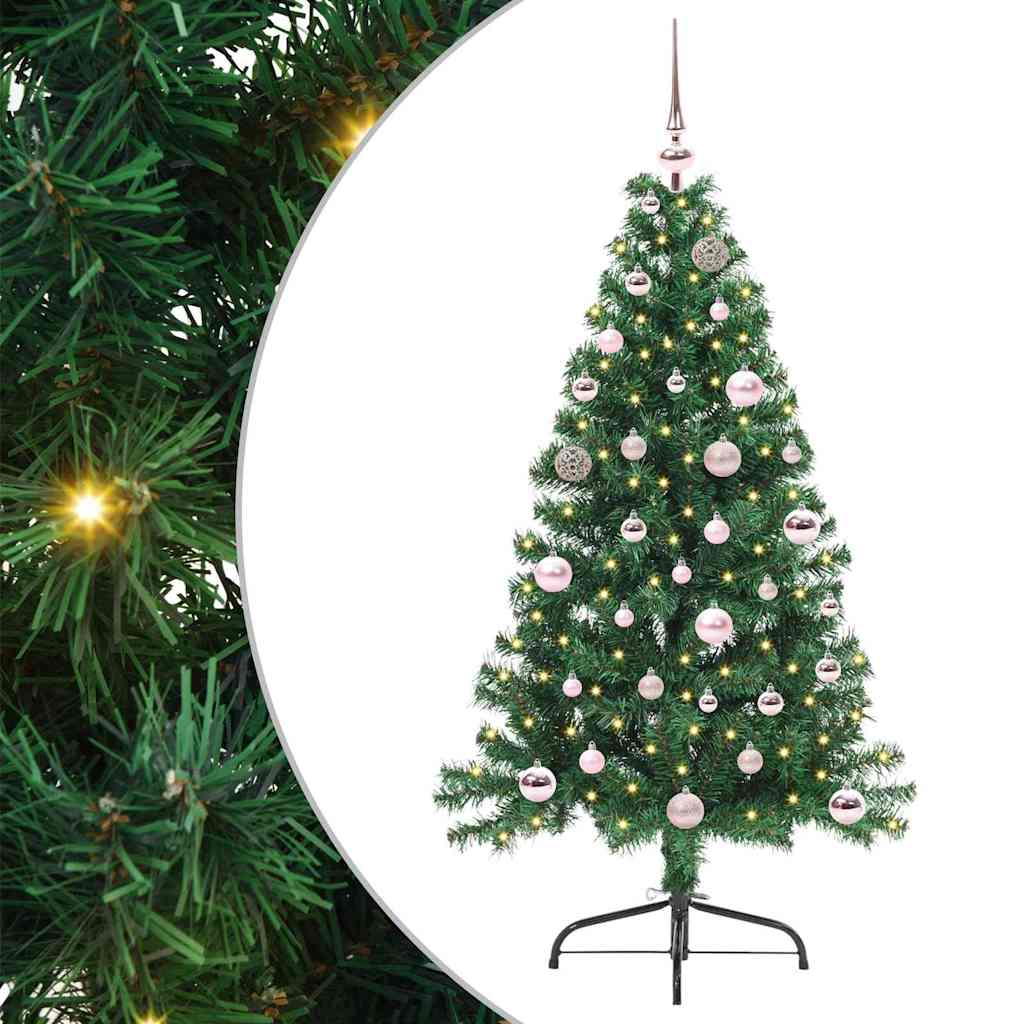 Kunstig Forbelyst Juletræ med 150 LED'er Grøn 150 cm PVC