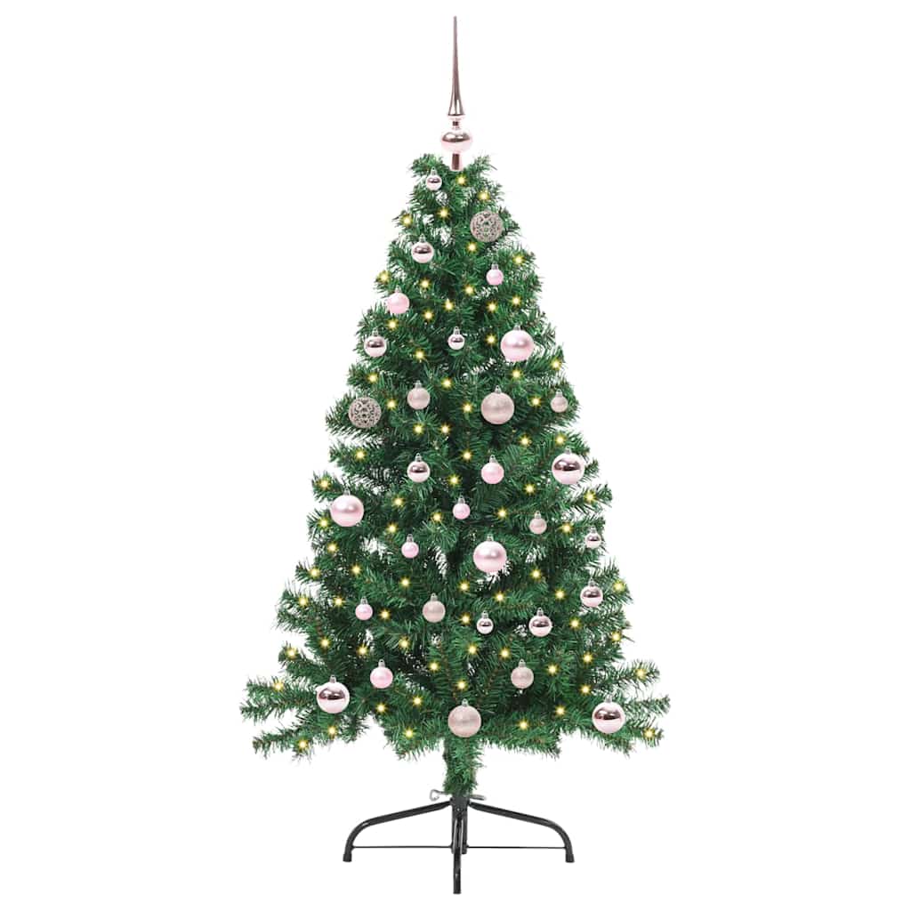 Kunstig Forbelyst Juletræ med 150 LED'er Grøn 150 cm PVC