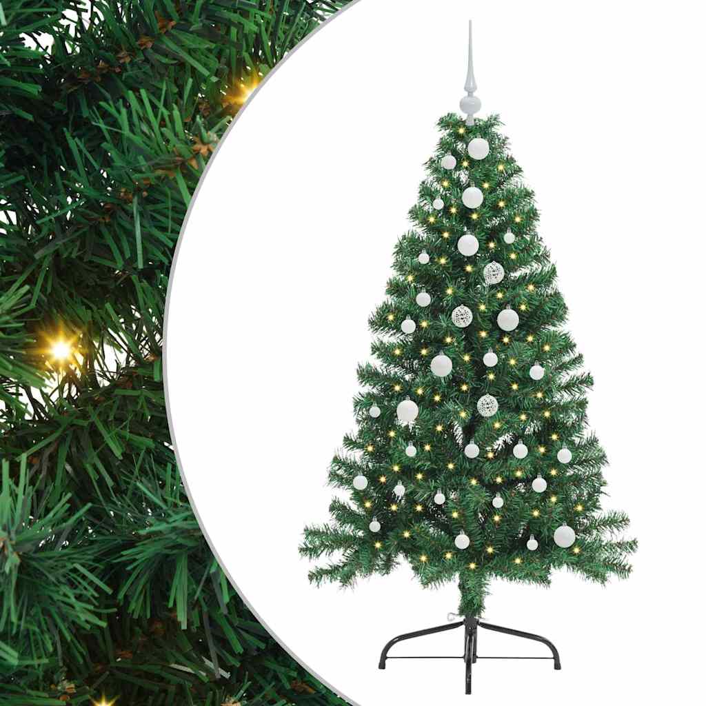 Kunstig Forbelyst Juletræ med 150 LED'er Grøn 150 cm PVC