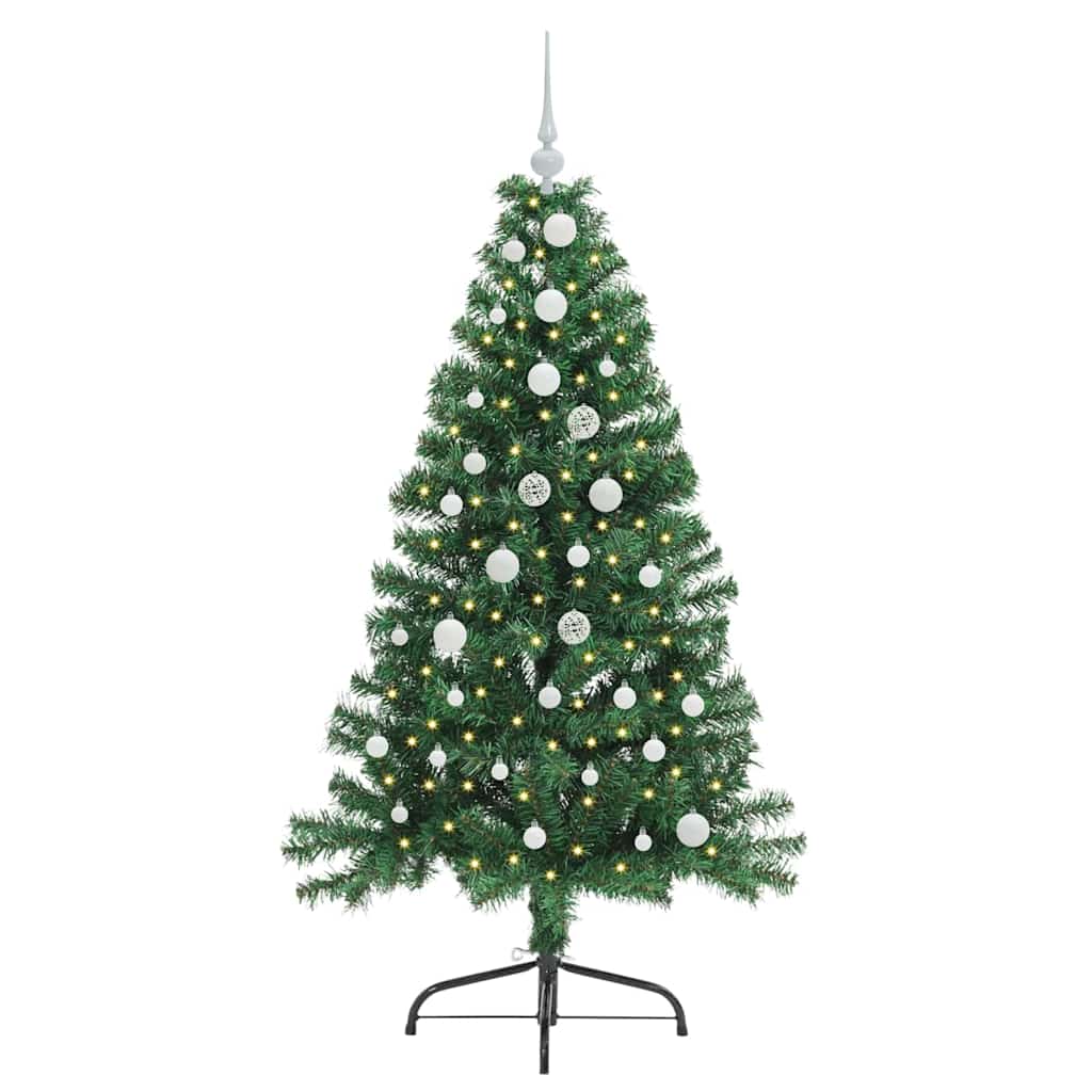 Kunstig Forbelyst Juletræ med 150 LED'er Grøn 150 cm PVC