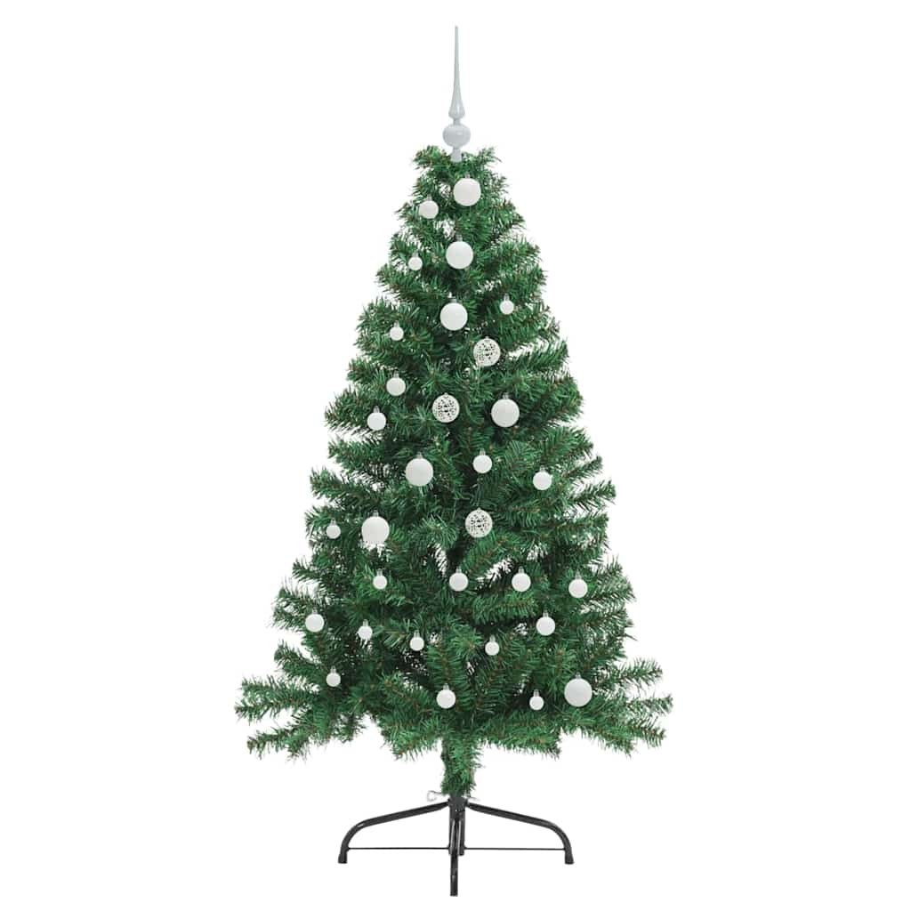 Kunstig Forbelyst Juletræ med 150 LED'er Grøn 150 cm PVC