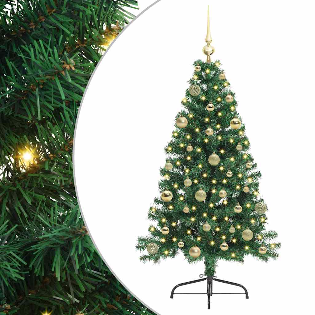 Kunstig Forbelyst Juletræ med 150 LED'er Grøn 150 cm PVC