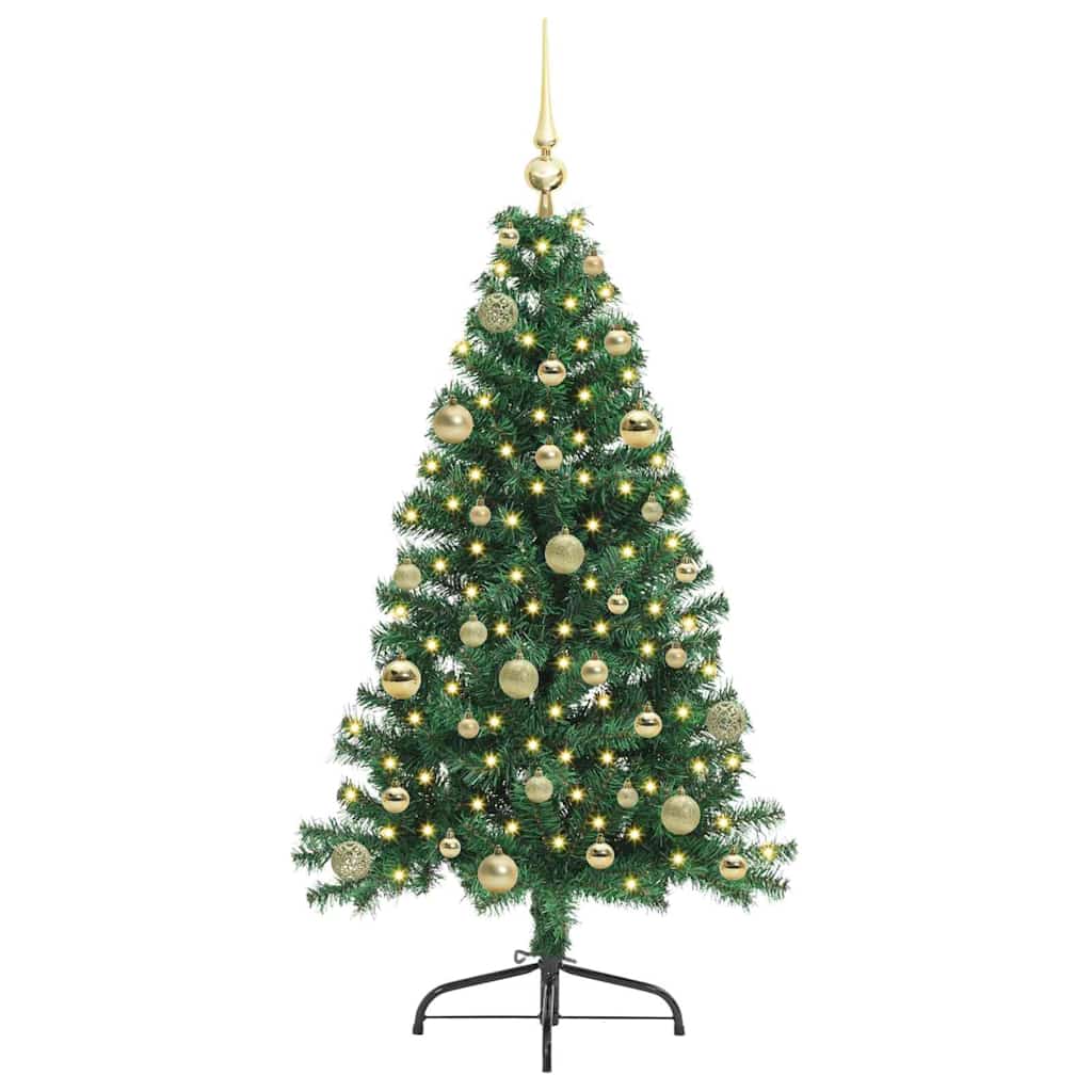 Kunstig Forbelyst Juletræ med 150 LED'er Grøn 150 cm PVC