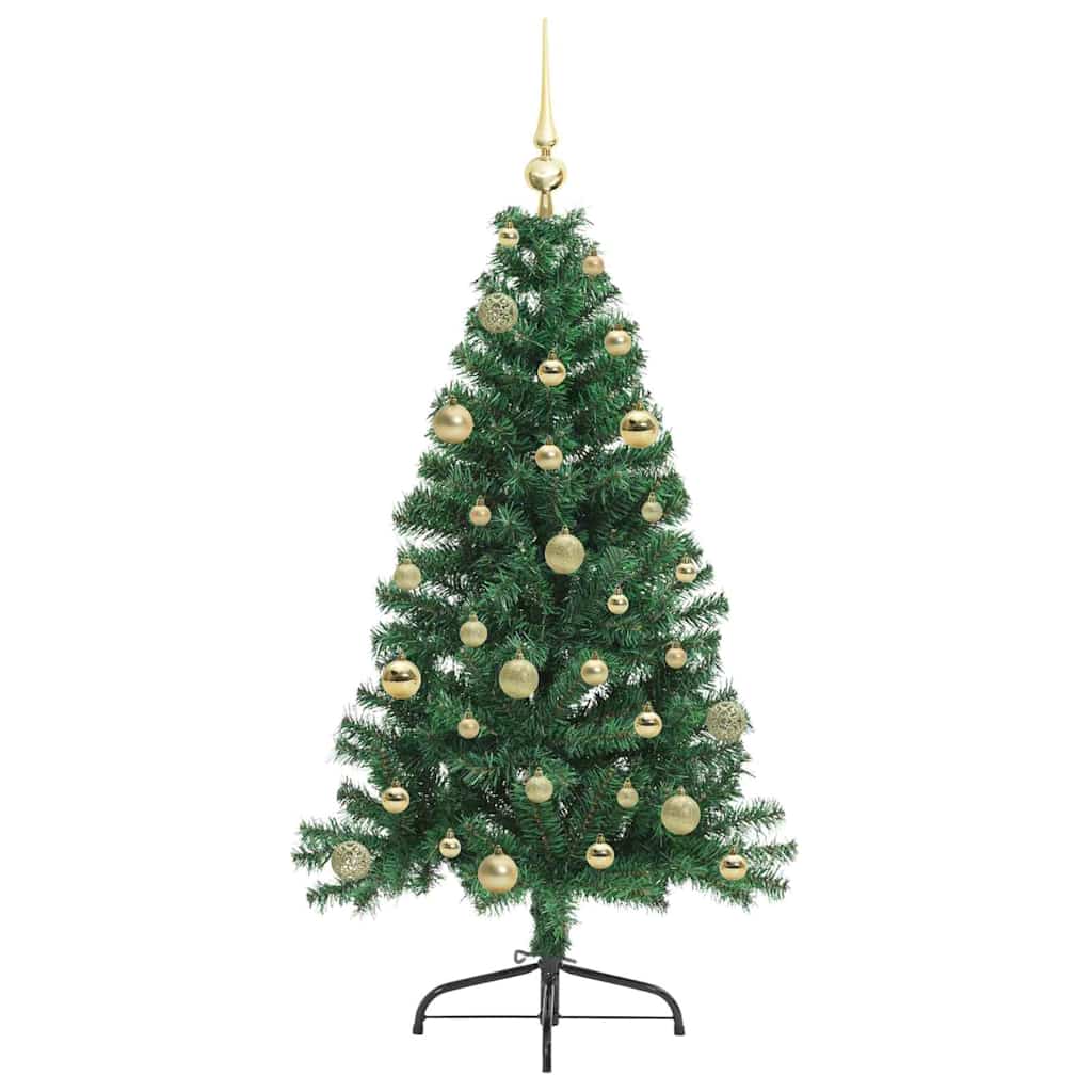 Kunstig Forbelyst Juletræ med 150 LED'er Grøn 150 cm PVC