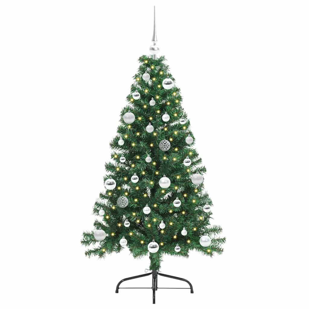 Kunstig Forbelyst Juletræ med 150 LED'er Grøn 150 cm PVC