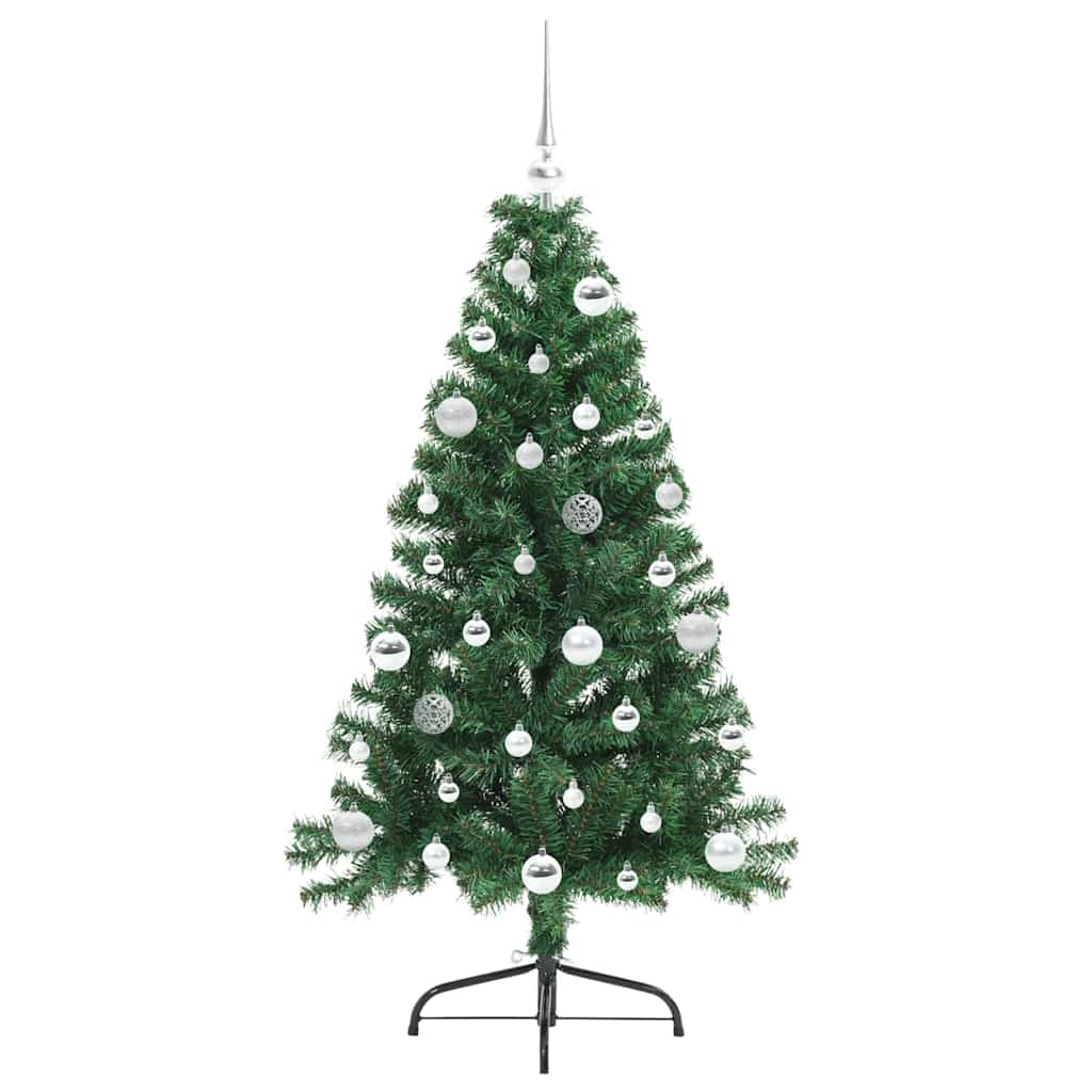 Kunstig Forbelyst Juletræ med 150 LED'er Grøn 150 cm PVC