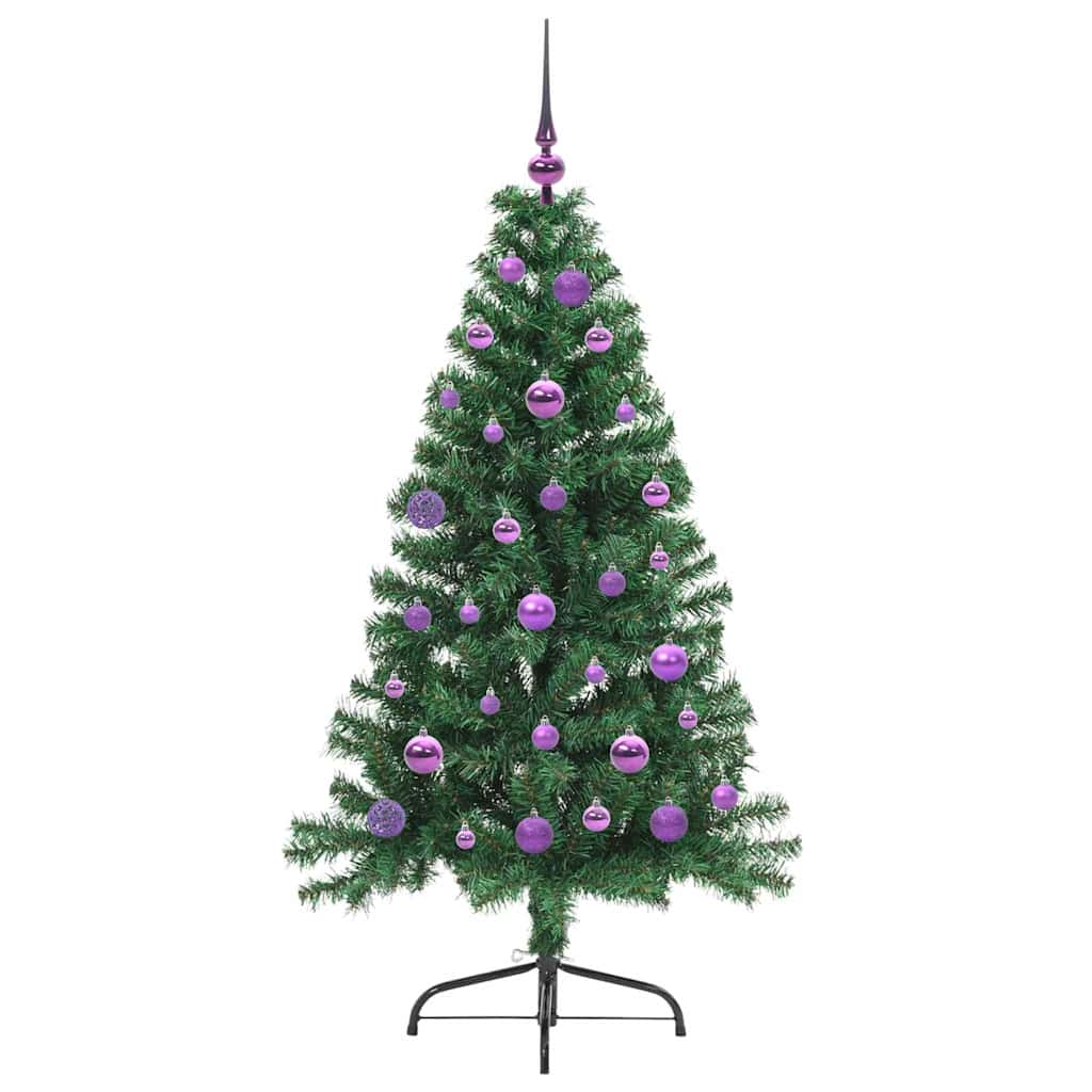 Kunstig Forbelyst Juletræ med 150 LED'er Grøn 150 cm PVC
