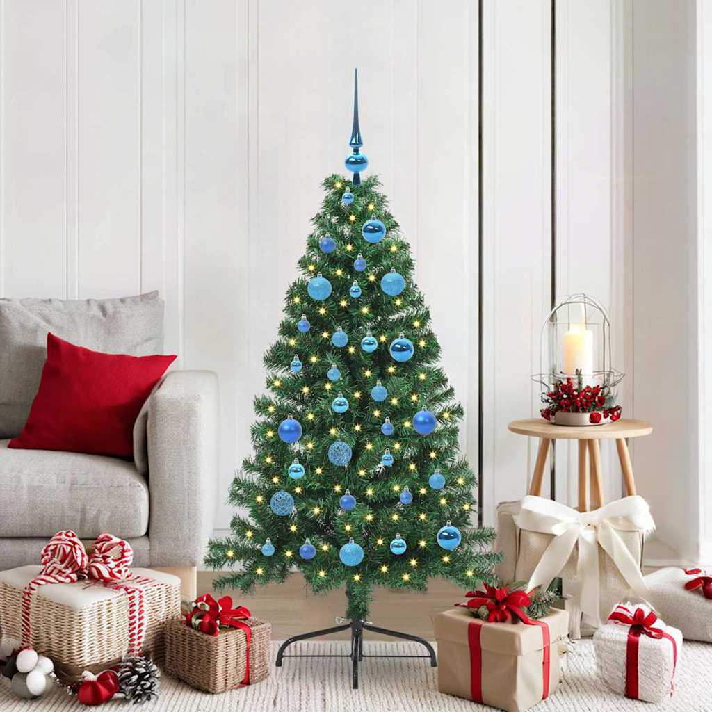 Kunstig Forbelyst Juletræ med 150 LED'er Grøn 150 cm PVC