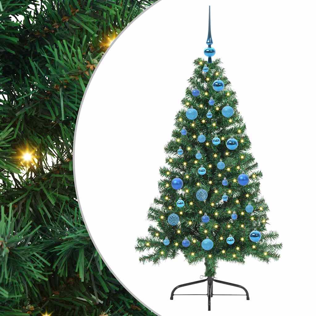 Kunstig Forbelyst Juletræ med 150 LED'er Grøn 150 cm PVC