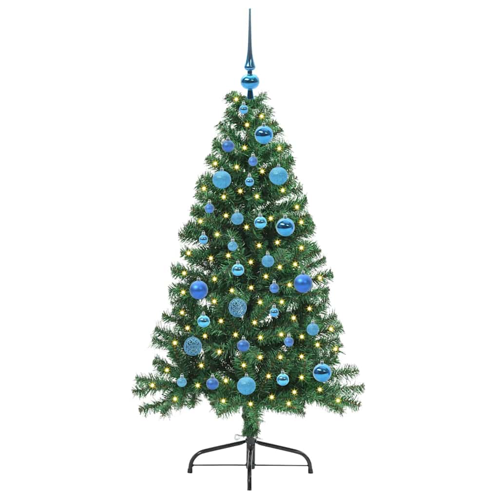 Kunstig Forbelyst Juletræ med 150 LED'er Grøn 150 cm PVC