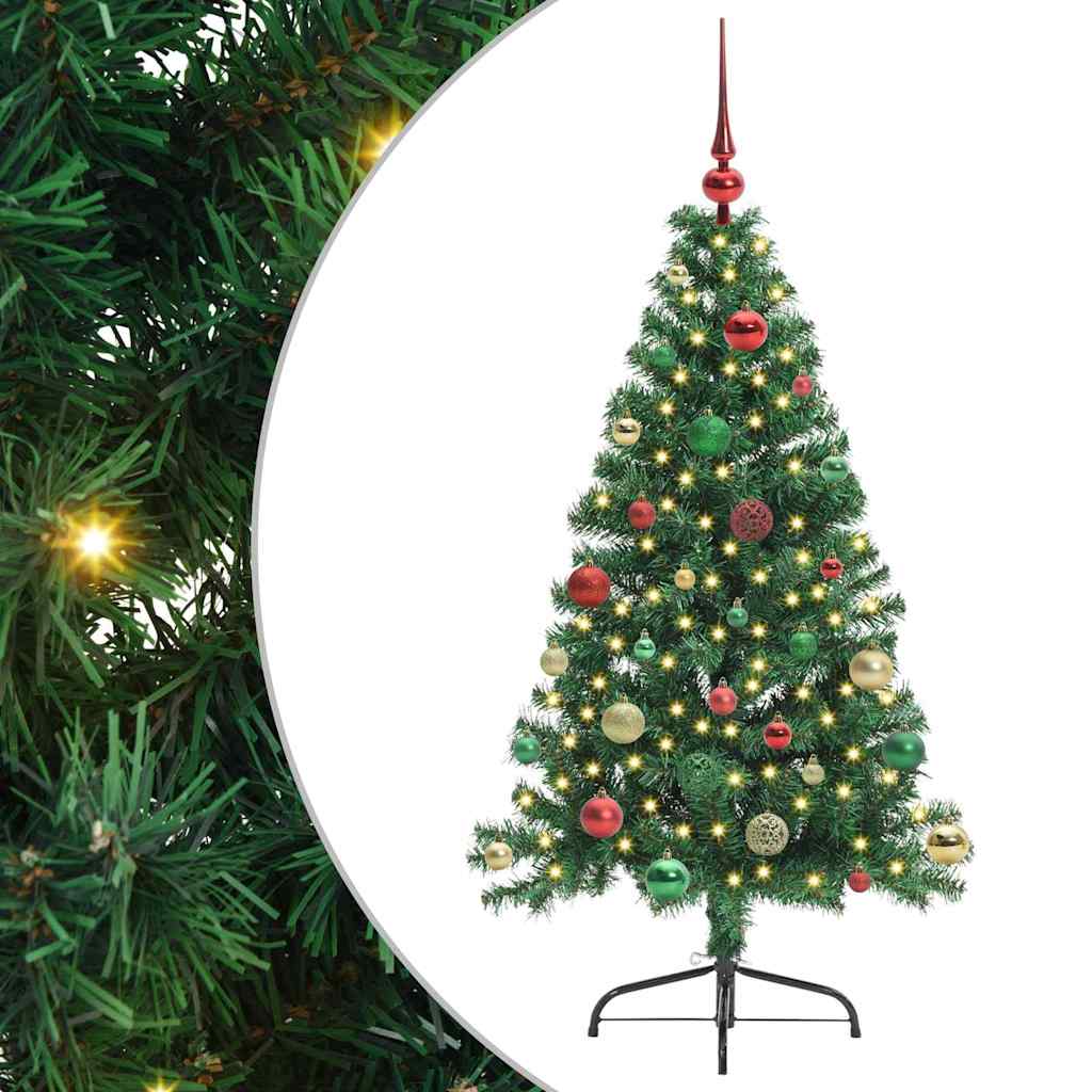 Kunstig Forbelyst Juletræ med 150 LED'er Grøn 150 cm PVC