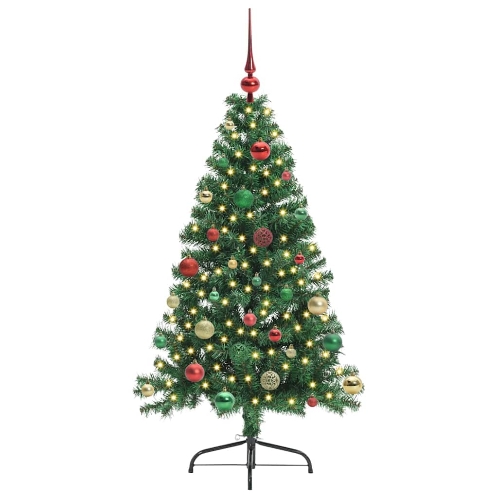 Kunstig Forbelyst Juletræ med 150 LED'er Grøn 150 cm PVC