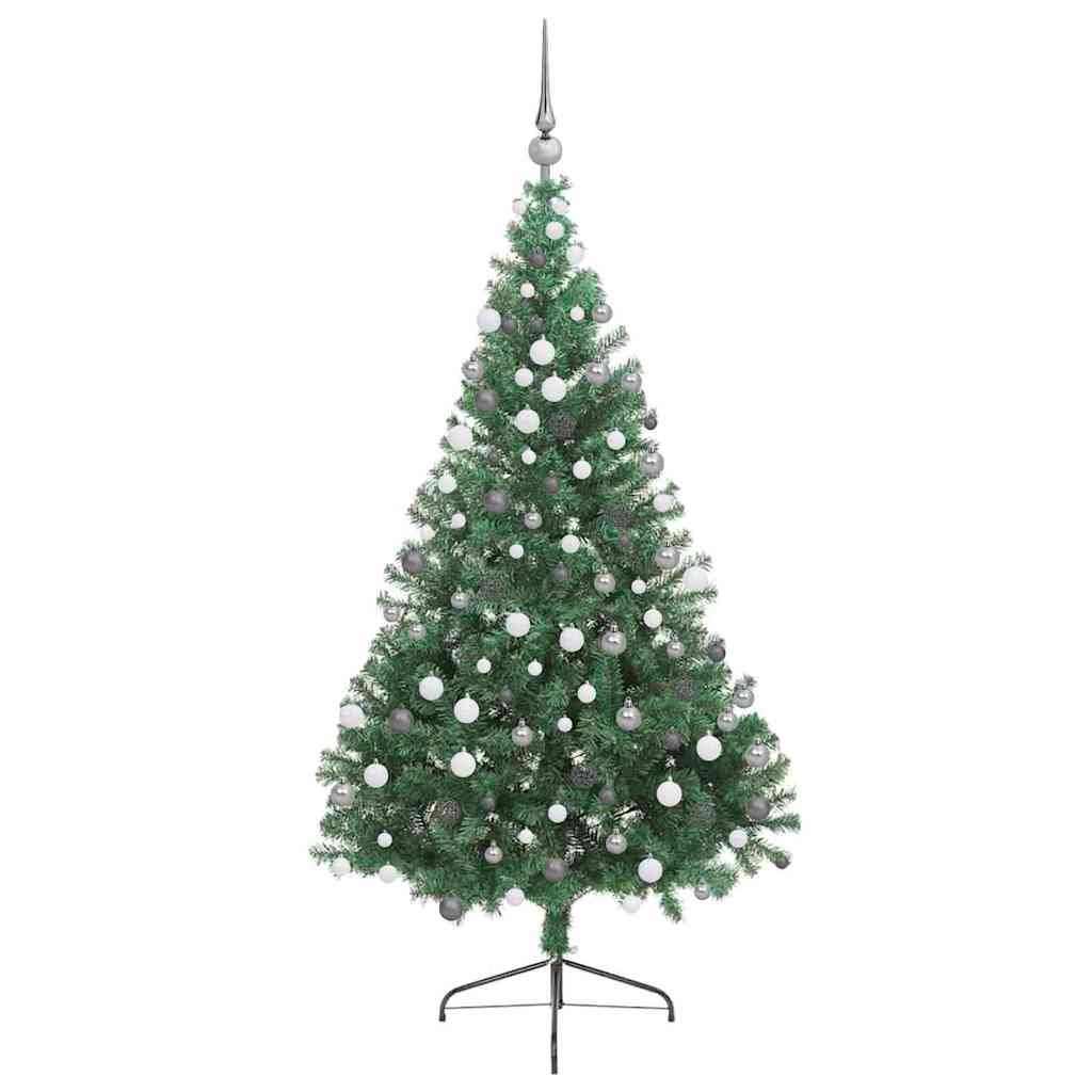 Kunstig Forbelyst Juletræ med 300 LED'er Grøn 180 cm PVC