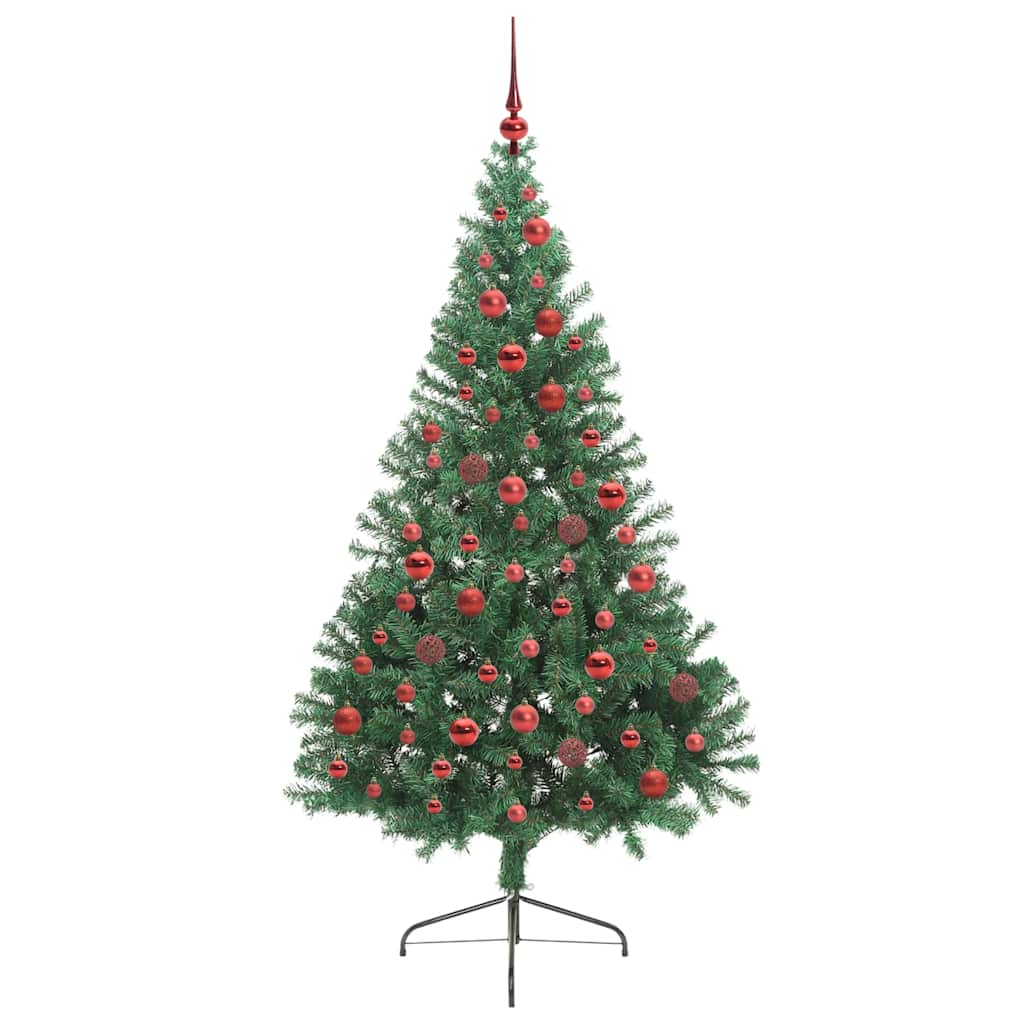 Kunstig Forbelyst Juletræ med 300 LED'er Grøn 180 cm PVC