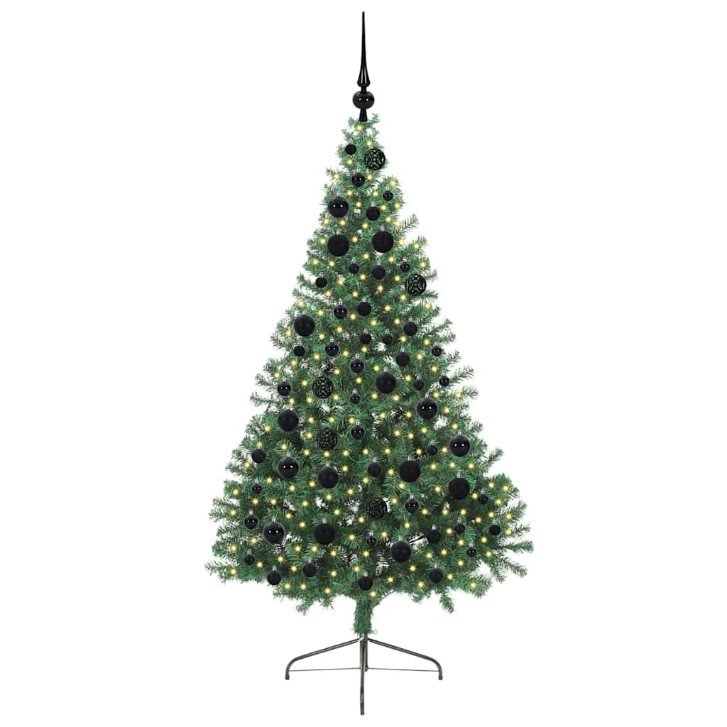 Kunstig Forbelyst Juletræ med 300 LED'er Grøn 180 cm PVC