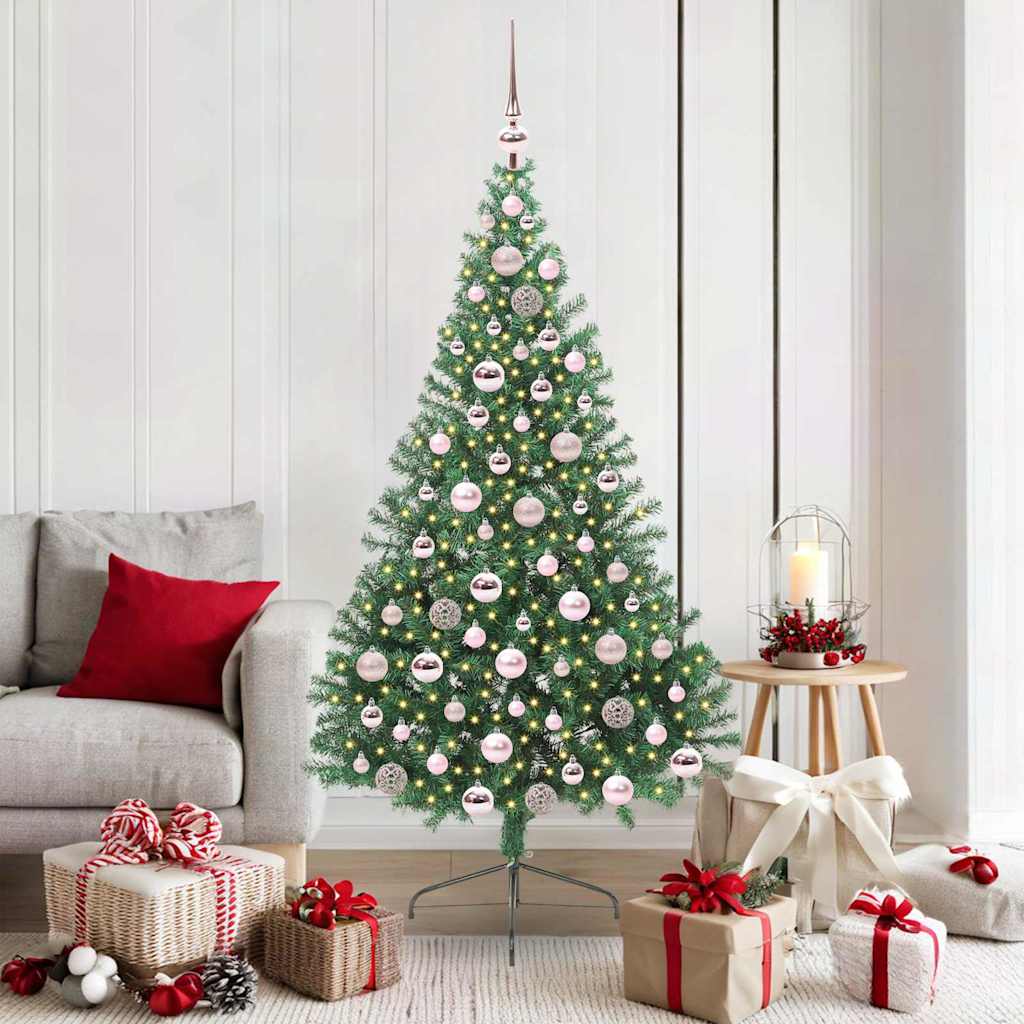 Kunstig Forbelyst Juletræ med 300 LED'er Grøn 180 cm PVC