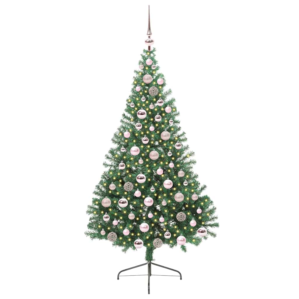 Kunstig Forbelyst Juletræ med 300 LED'er Grøn 180 cm PVC