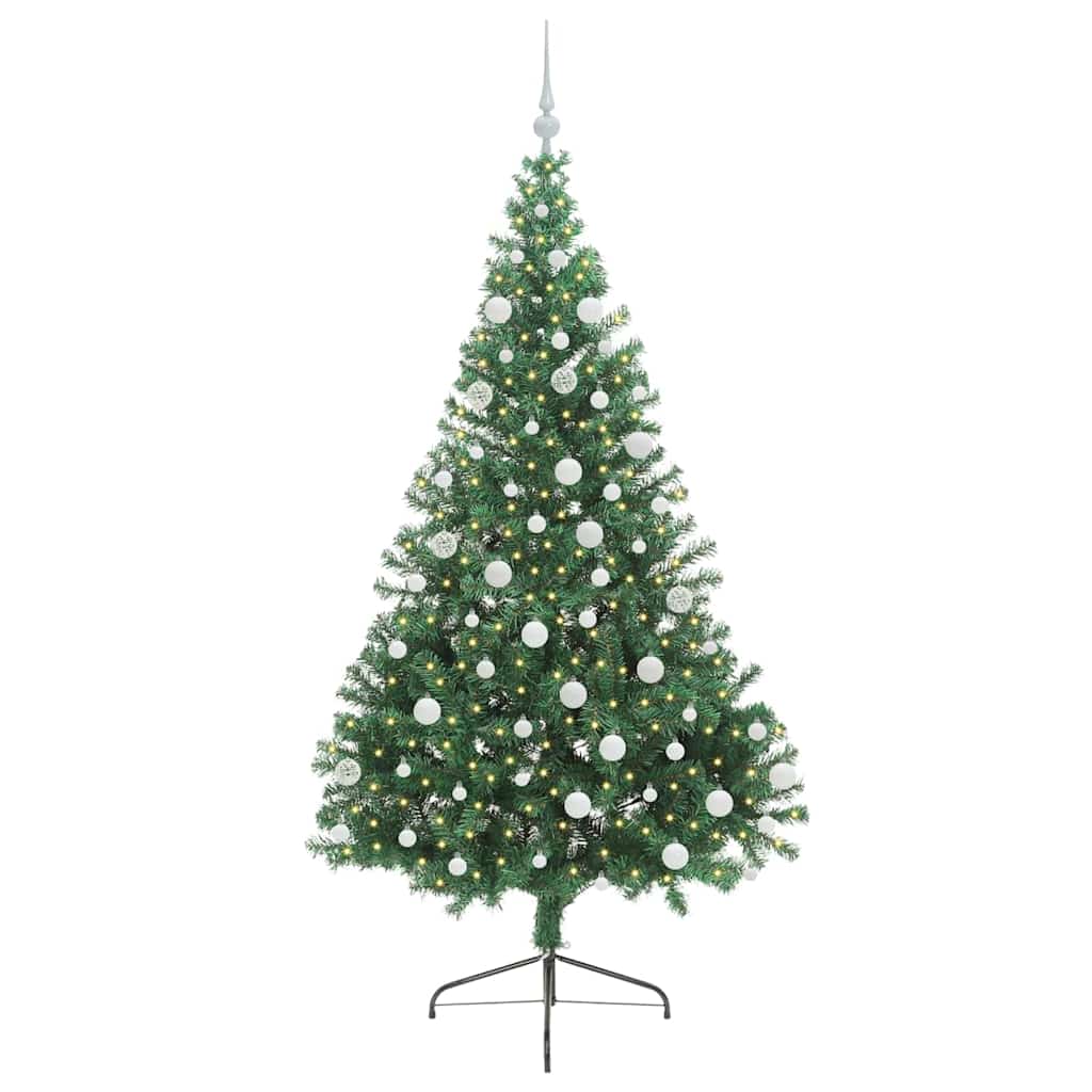 Kunstig Forbelyst Juletræ med 300 LED'er Grøn 180 cm PVC