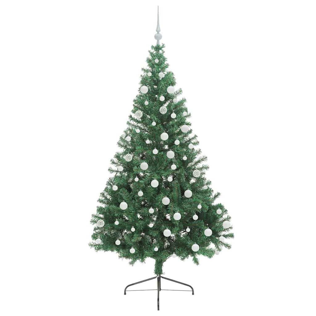 Kunstig Forbelyst Juletræ med 300 LED'er Grøn 180 cm PVC