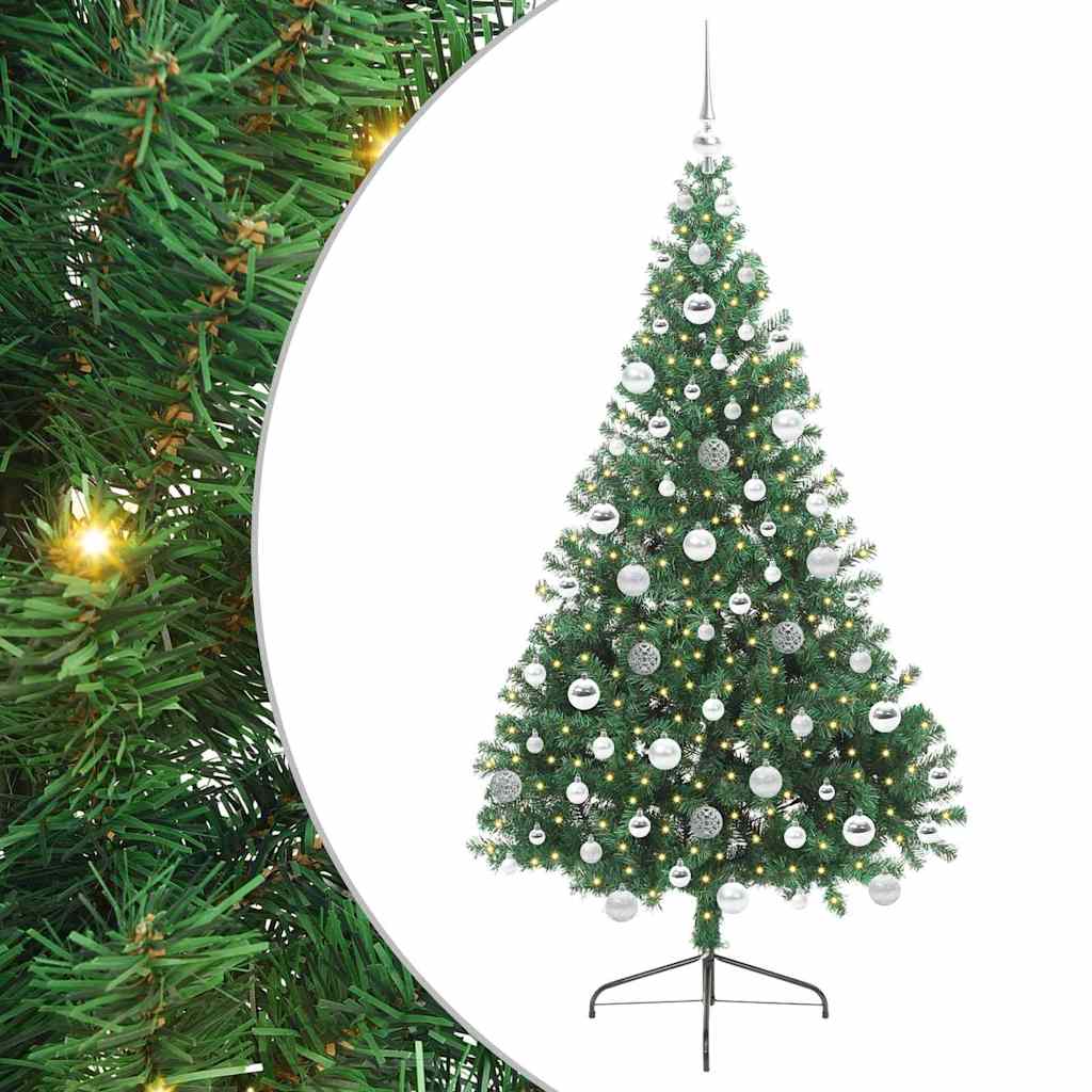 Kunstig Forbelyst Juletræ med 300 LED'er Grøn 180 cm PVC