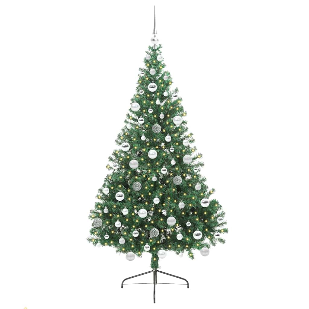 Kunstig Forbelyst Juletræ med 300 LED'er Grøn 180 cm PVC