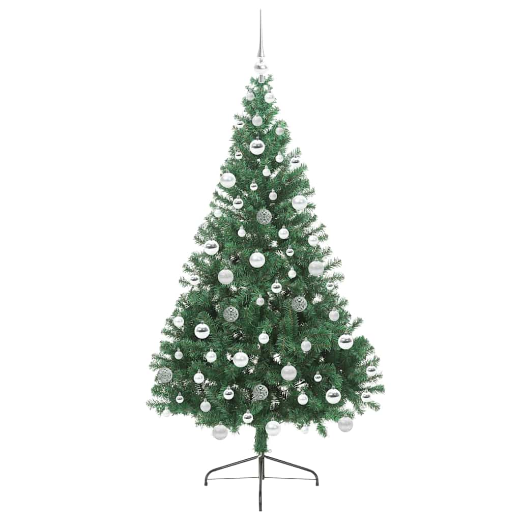 Kunstig Forbelyst Juletræ med 300 LED'er Grøn 180 cm PVC