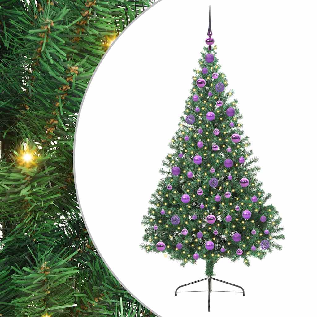 Kunstig Forbelyst Juletræ med 300 LED'er Grøn 180 cm PVC
