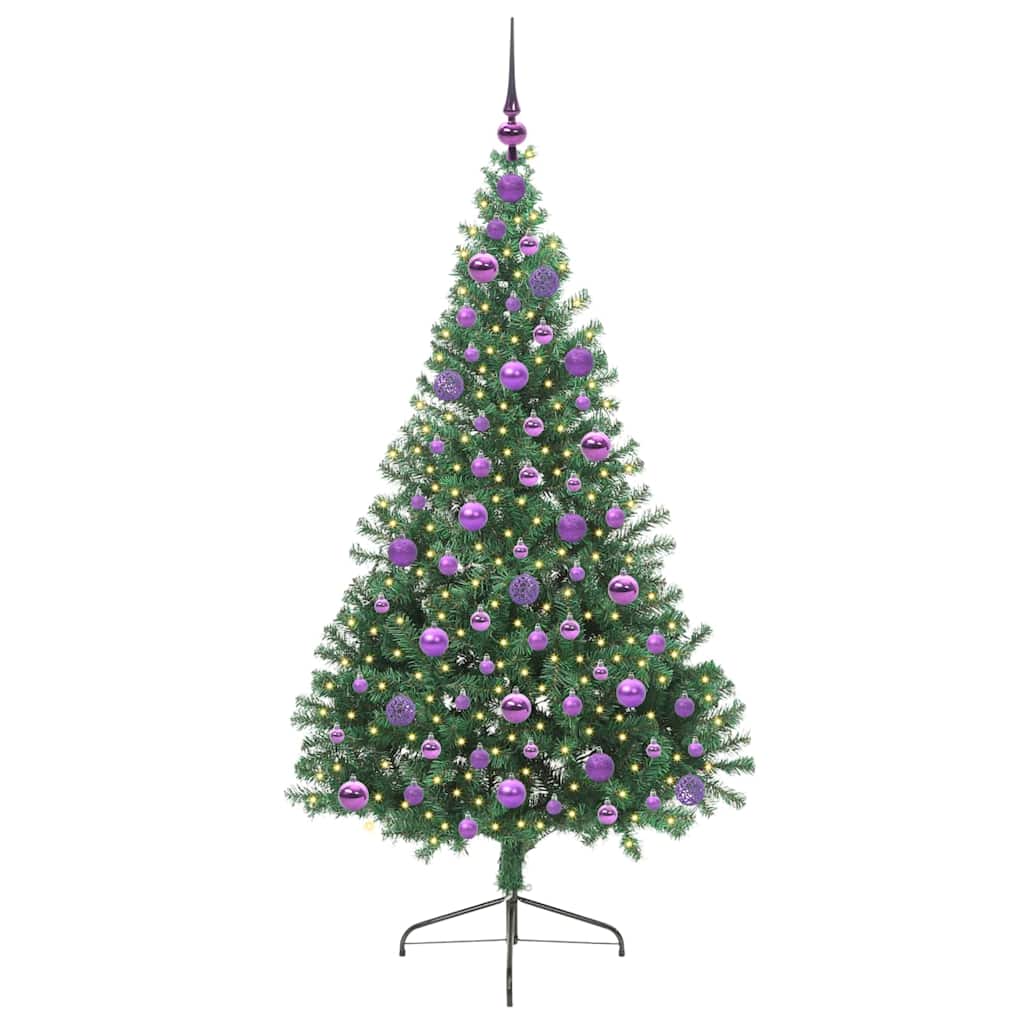 Kunstig Forbelyst Juletræ med 300 LED'er Grøn 180 cm PVC
