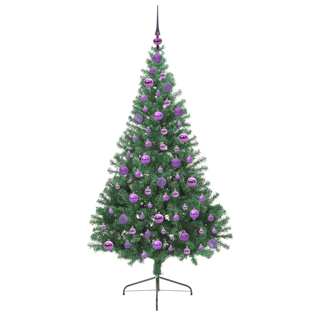 Kunstig Forbelyst Juletræ med 300 LED'er Grøn 180 cm PVC