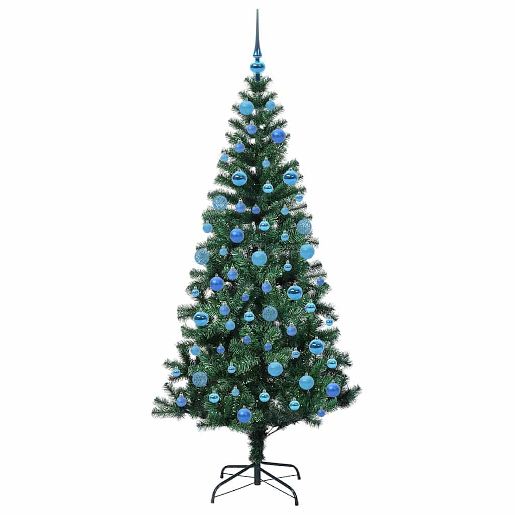 Kunstig Forbelyst Juletræ med 300 LED'er Grøn 180 cm PVC