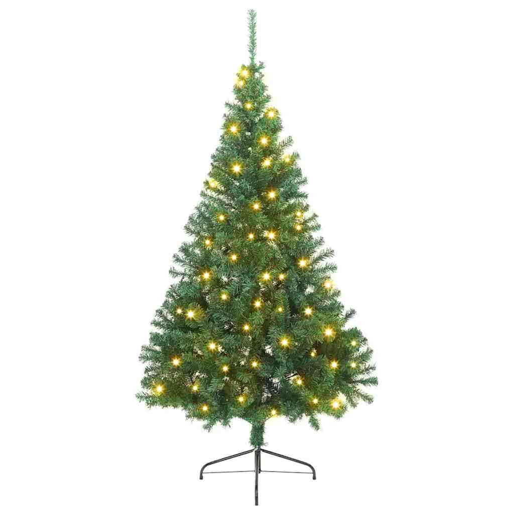 Kunstig Forbelyst Juletræ med 300 LED'er Grøn 210 cm PVC