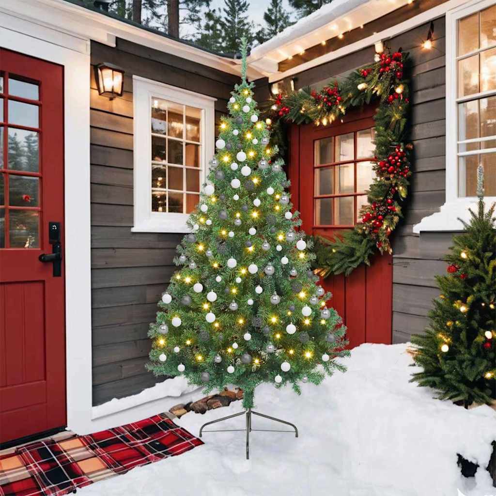 Kunstig Forbelyst Juletræ med 300 LED'er Grøn 210 cm PVC