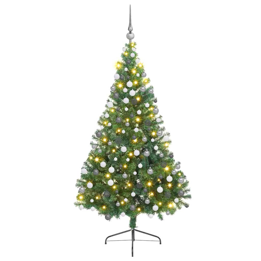 Kunstig Forbelyst Juletræ med 300 LED'er Grøn 210 cm PVC