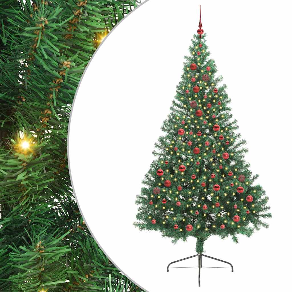 Kunstig Forbelyst Juletræ med 300 LED'er Grøn 210 cm PVC