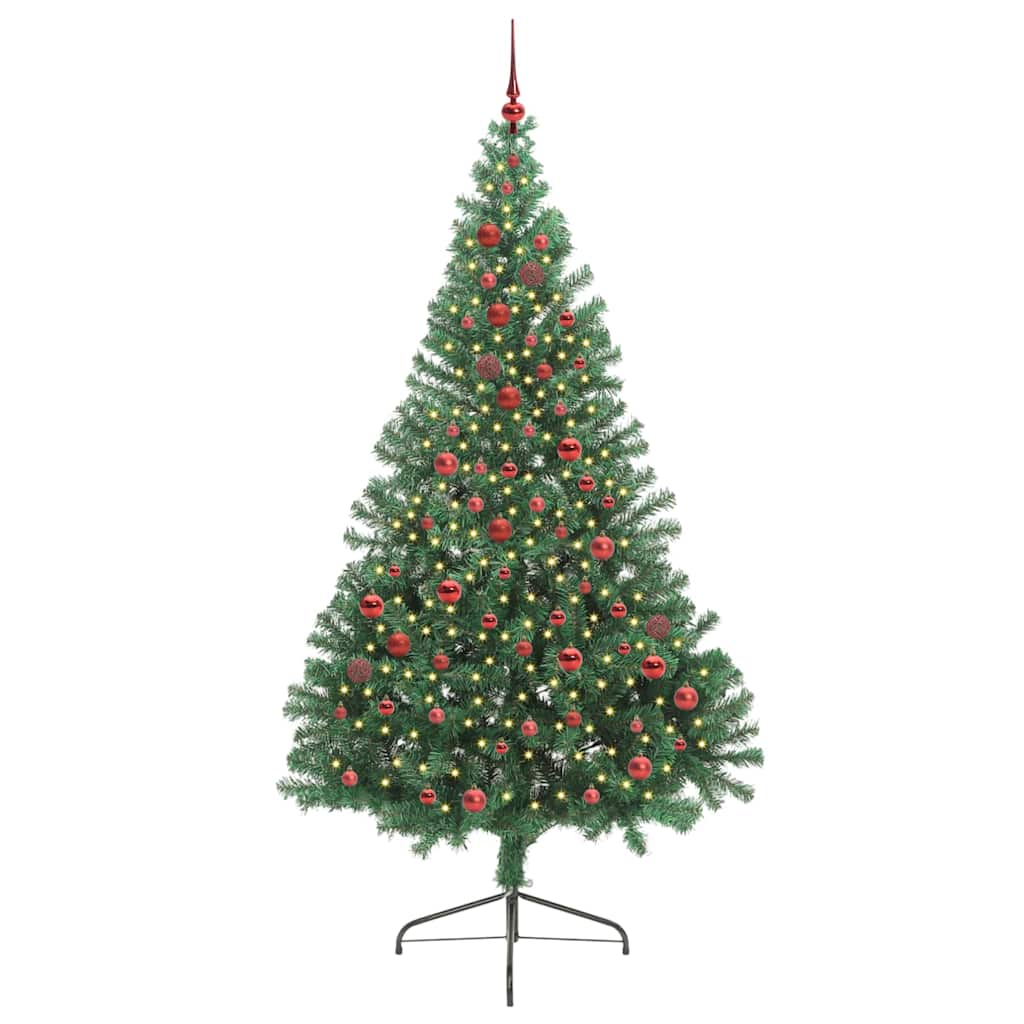 Kunstig Forbelyst Juletræ med 300 LED'er Grøn 210 cm PVC