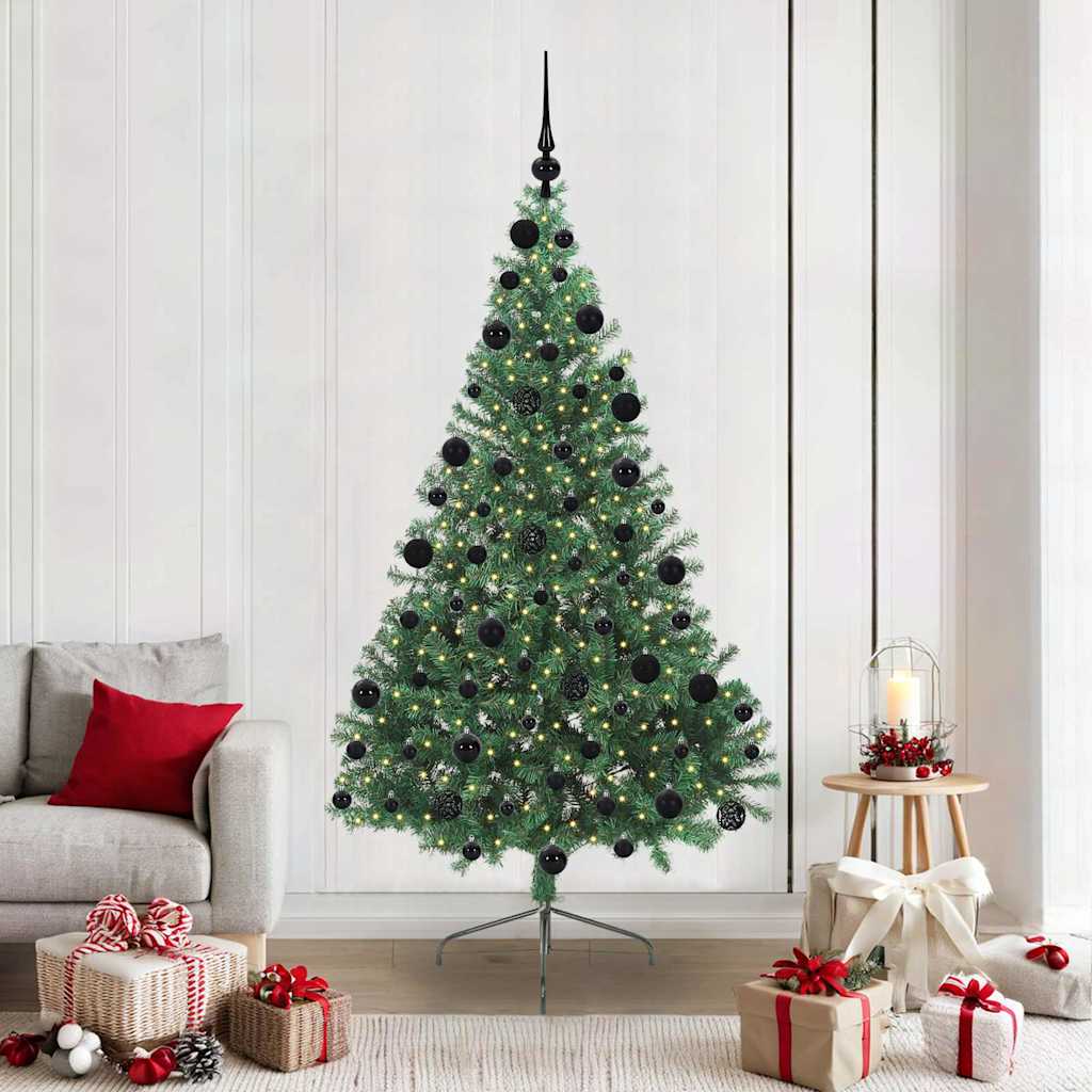 Kunstig Forbelyst Juletræ med 300 LED'er Grøn 210 cm PVC
